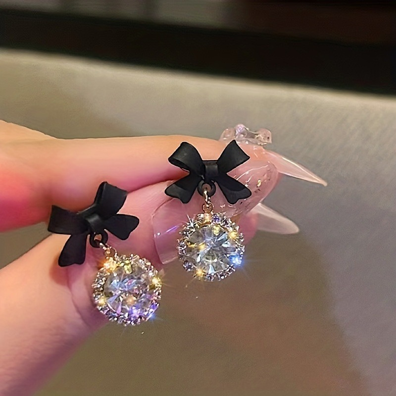 

[ ] Elegant & Crystal Ball Dangle Earrings - Chic Alloy With , Acrylic Accents For A Touch Of , Elegant Jewelry|temperament Earrings|acrylic