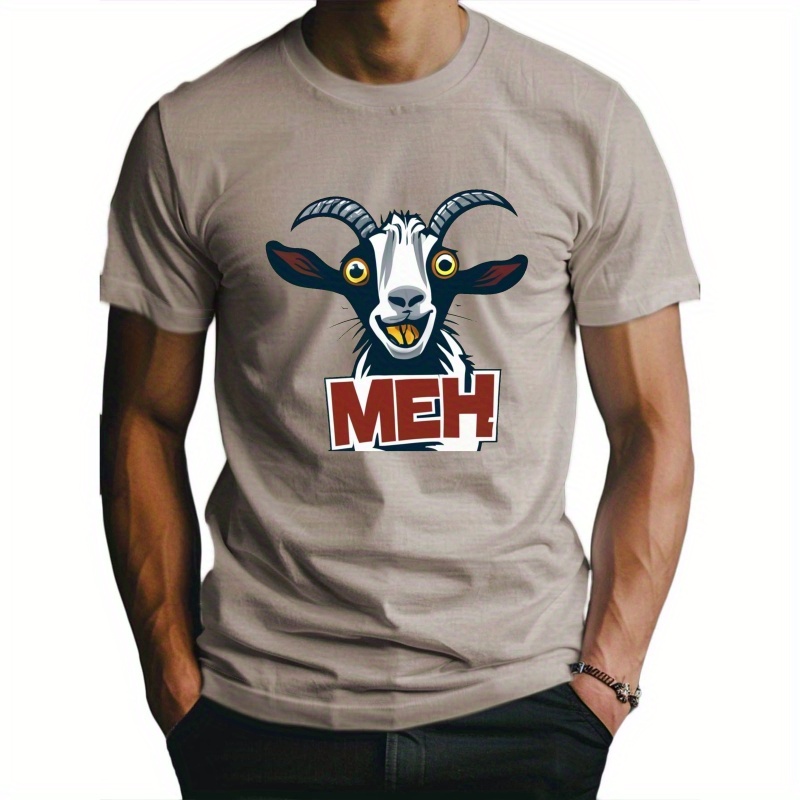 

Cartoon Goat Expressing Meh Fitted Men's T-shirt, Sweat-wicking And Freedom Of Movement