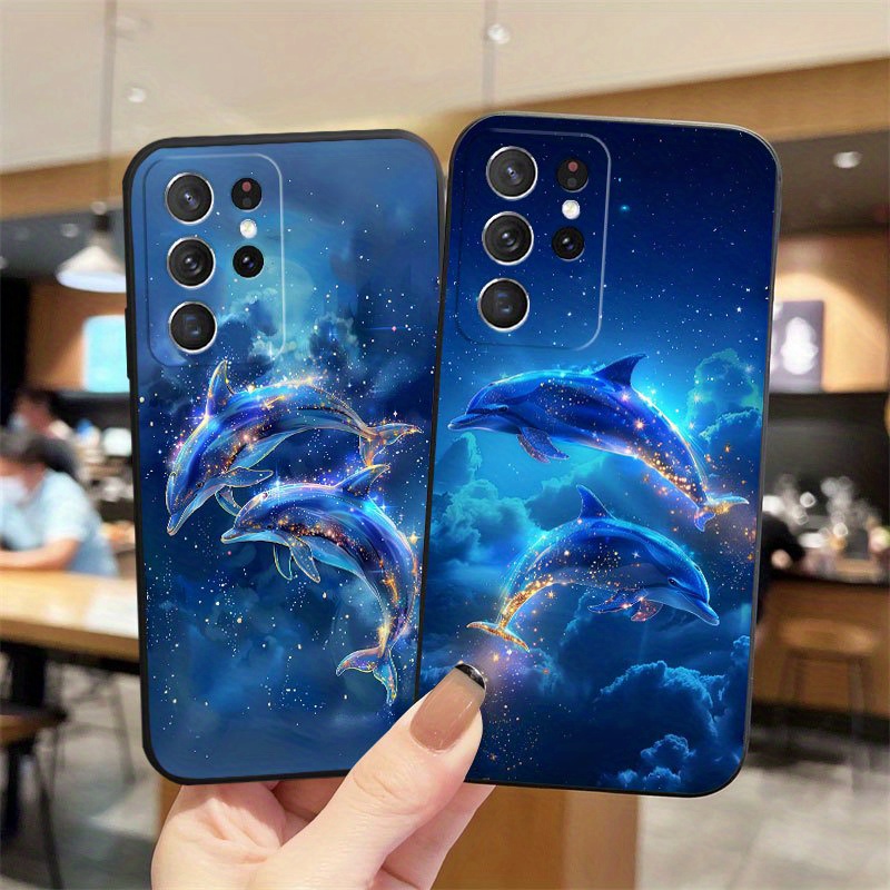 

Galaxy Space Dolphin Design Tpu Phone Case For Samsung S20/s21/s22/s23/s24 Series - Durable Protective Cover With Shock-absorbent Material