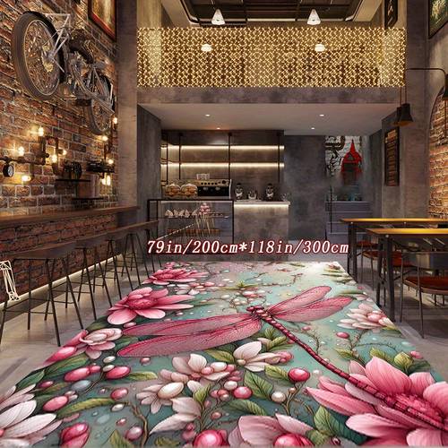 Imitation Cashmere Modern Simple Carpet, Dragonfly Flowers And Grass Pattern Indoor Carpet, Suitable For Living Room Restaurant Hotel Coffee Shop Guest House Bar And Other Scene Use, Non-slip Not Shedding Machine Washable Convenient Cleaning