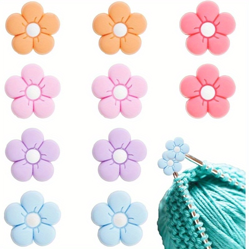

10pcs Cute Flower Needle Point Protection Silicone Needle Point Protection Weaving Accessories And Supplies Weaving Needle Stopper Weaving Needle Point Protection Weaving Tools, 2 Of Each In 5 Colors