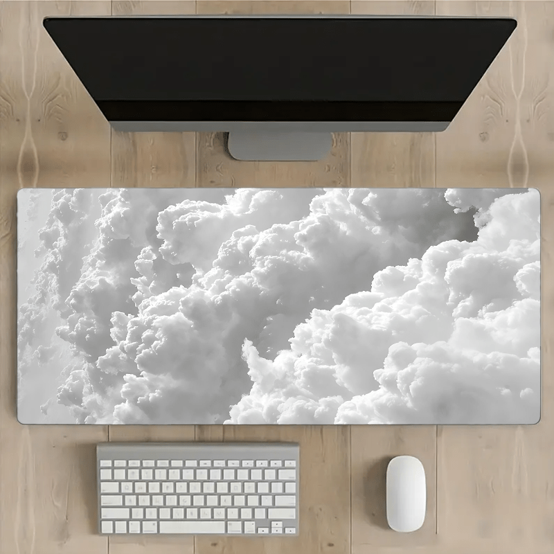 

White Cloud Large Mouse Pad Computer Hd Desk Mat Keyboard Pad Natural Rubber Non-slip Office Mousepad Table Accessories As Gift For Boyfriend/girlfriend Size35.4x15.7in