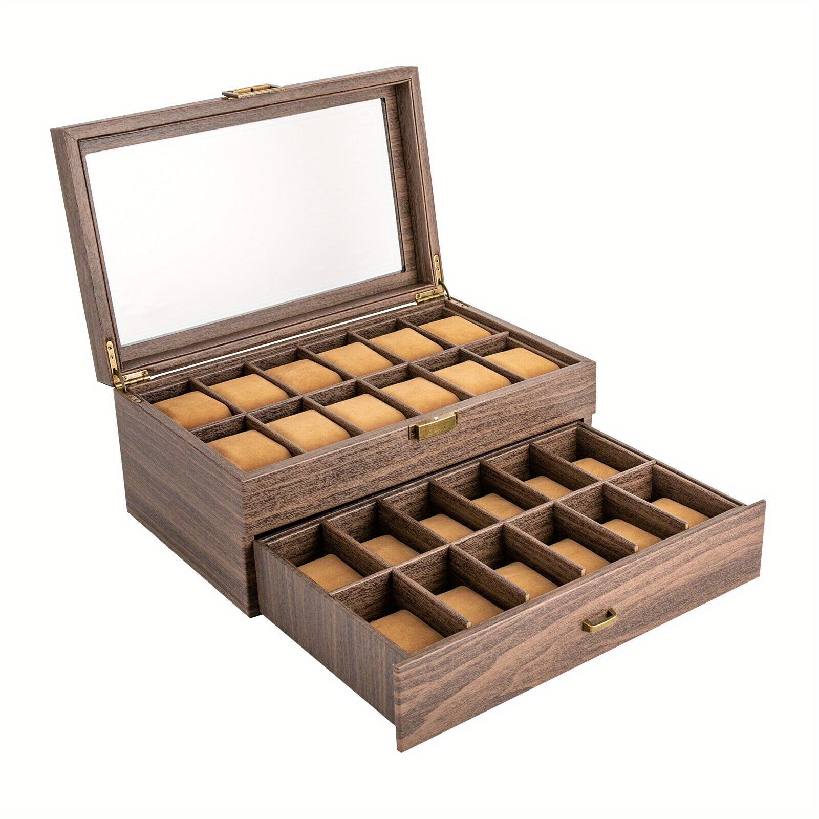 24 slots watch box watch case mens jewelry watch holder display case with drawer