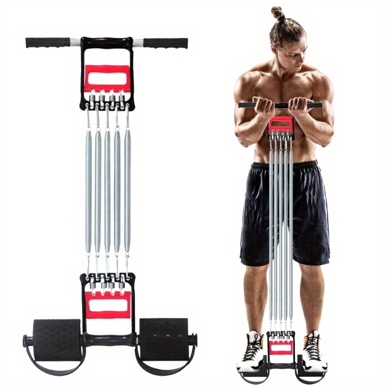 1pc multifunctional spring pedal puller adjustable fitness tensioner suitable for arm chest muscle building bodybuilding strength training sit up details 0