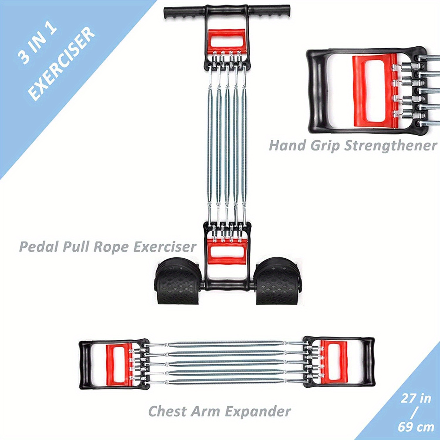 1pc multifunctional spring pedal puller adjustable fitness tensioner suitable for arm chest muscle building bodybuilding strength training sit up details 6