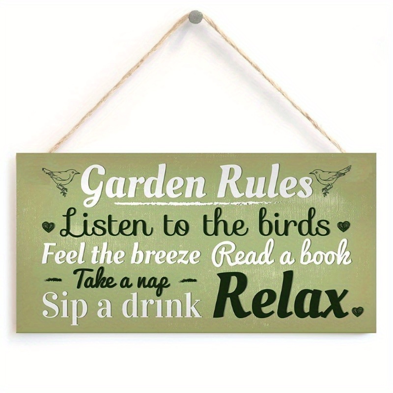 

1pc Garden Decorative Plaque, Garden Rules, Wooden Signs, Decorative Plaque Christmas/halloween/thanksgiving