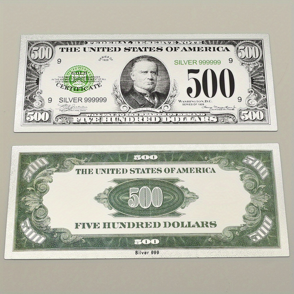 реплика банкноты уильяма маккинли на 500 долларов - коллекционная, с серебристой фольгой,   подходящая для украшения вечеринок и подарков 1