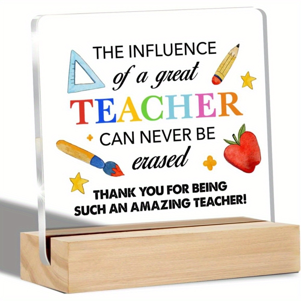 

"teacher Appreciation Gift - Elegant Acrylic Desk Sign With Stand, Perfect For Home Or Office Decor, Ideal Keepsake For Teachers"