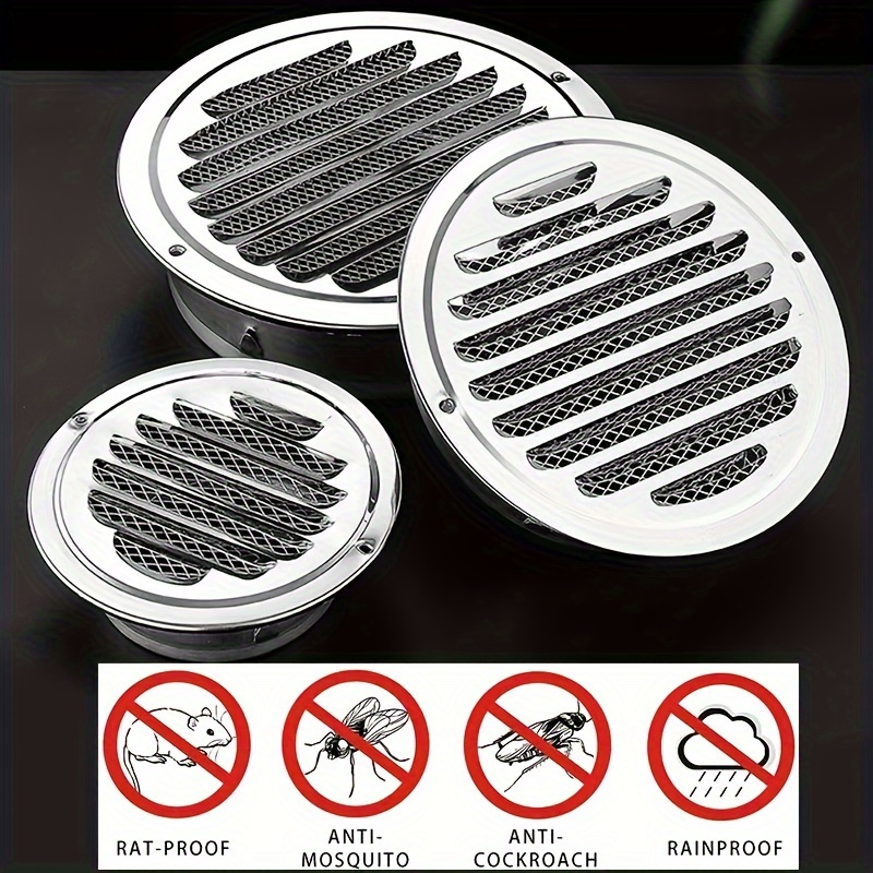 

1pc Round Stainless Steel Vent Grille, Household Outdoor Insect-proof Wall Pipe Vent Tool, Rat-proof Mosquito-proof Cockroach-proof Rainproof Cover, Home Essential