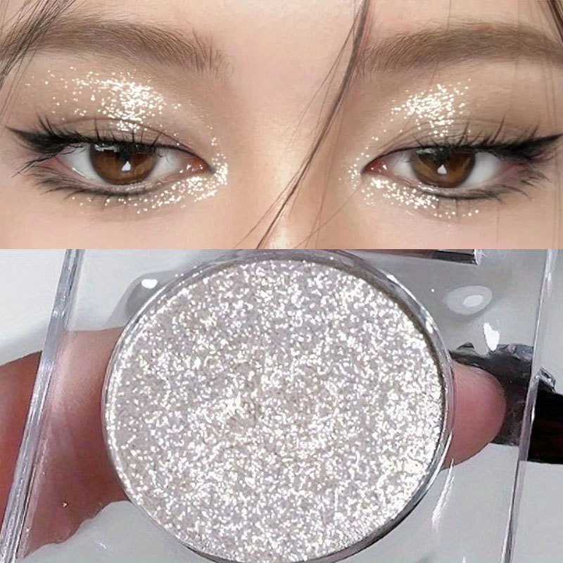 

Pearly Monochrome Eyeshadow Palette Super Glitter Eyeshadow Waterproof Diamond Shiny Eye Primer Silvery Eye Makeup