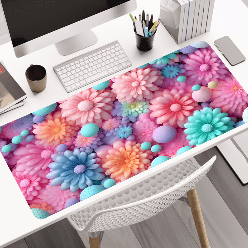 

Large Fantasy Floral Gaming Mouse Pad - 31.4x15.7" Non-slip Rubber Base, Stitched Edge Desk Mat For Keyboard And Computer - Perfect Office Or School Accessory, Ideal Gift For Teens And Loved Ones