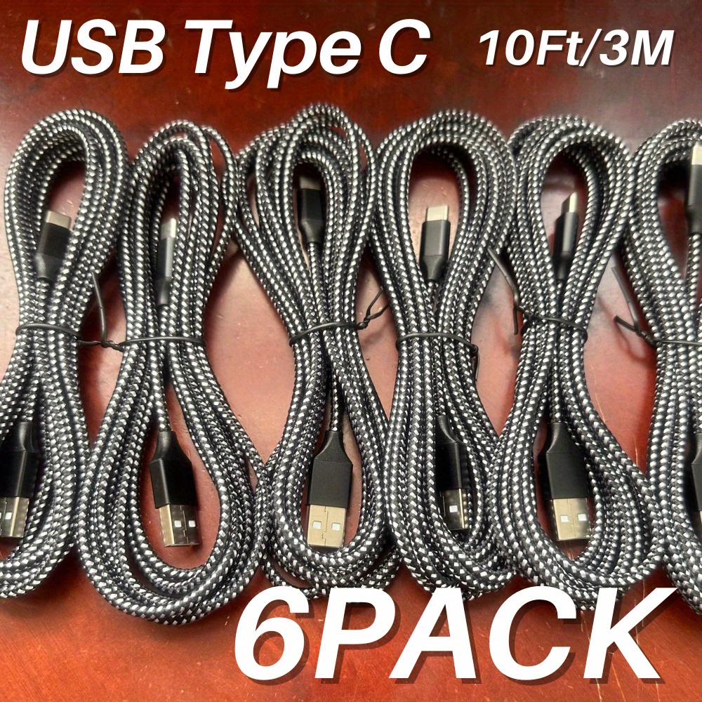 

6packs 10ft Usbc Fast Charger Cable Lot Android Type C Charging Cord