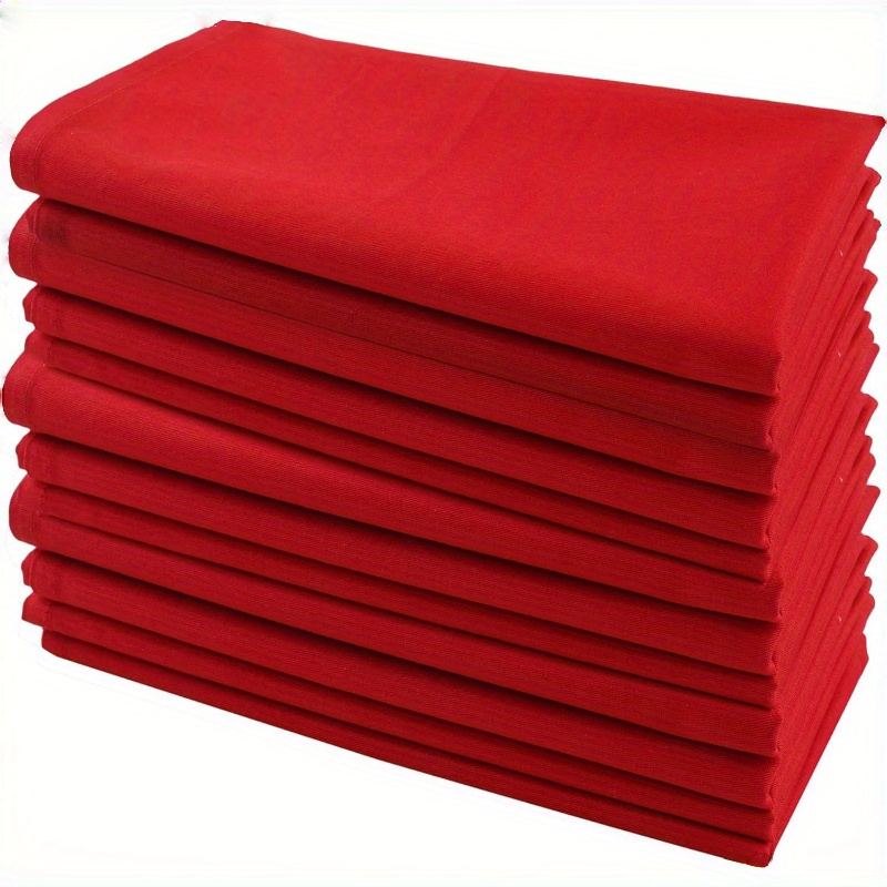 

12pcs, Red Napkins, Polyester Cloth Napkins, Hemmed Edges Dinner Napkins, Perfect For Weddings, Banquets, Restaurants, Washable And Reusable