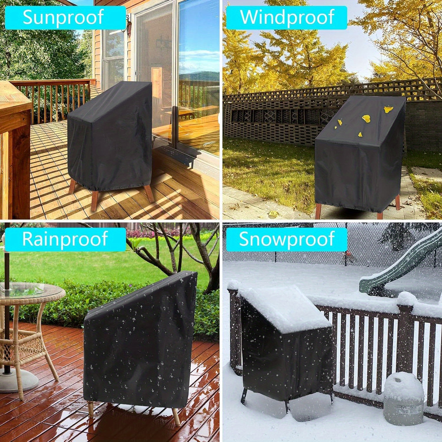 

uv-resistant" 1pc Waterproof Outdoor Furniture Cover - 210d Oxford Cloth, Black - Protects Against Dust & Sun Damage