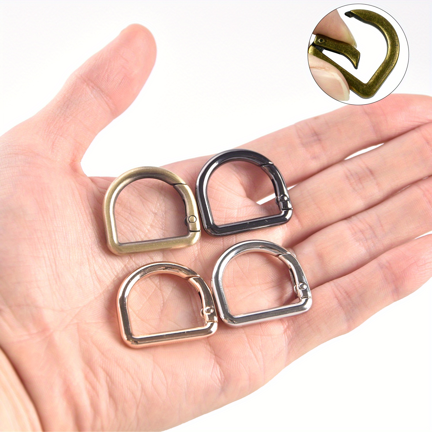 

5pcs Zinc Alloy D-ring Buckle Set For Purse Making - Adjustable Spring Hook Buckle For Diy Handbag Hardware Accessories