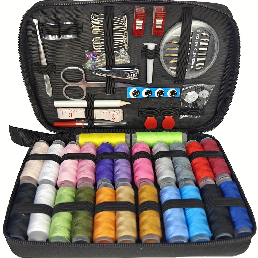 

54/115pcs Portable Sewing Kit, 115-piece Set With 24-color Threads, Professional Needles, Scissors & Accessories, Zippered Case, On-the-go Emergency Repair Kit