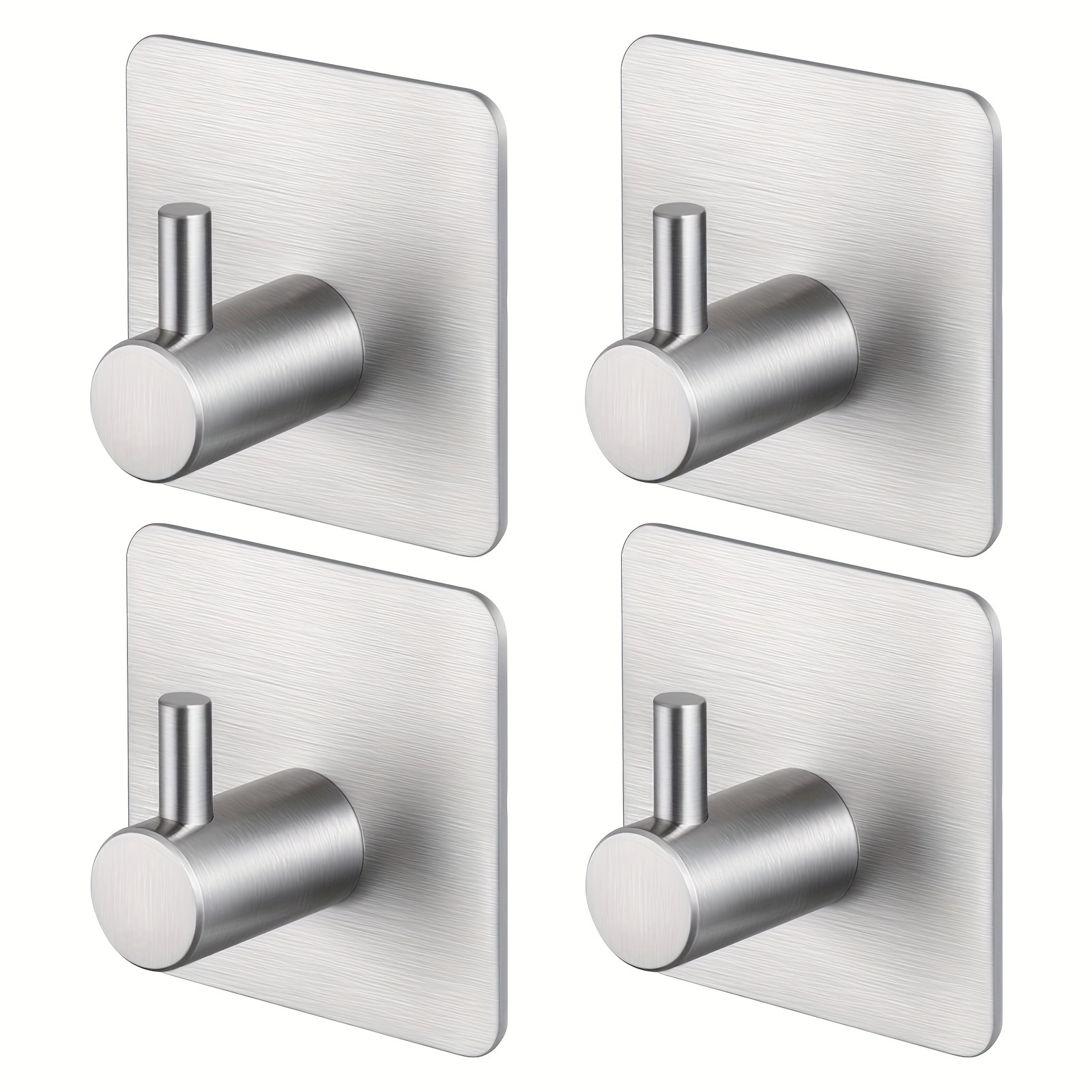 

4pcs Self-adhesive Towel Hooks, Aluminium Alloy, Stick-on Wall Hooks For Home Coat, Robe, And Bathroom Organization