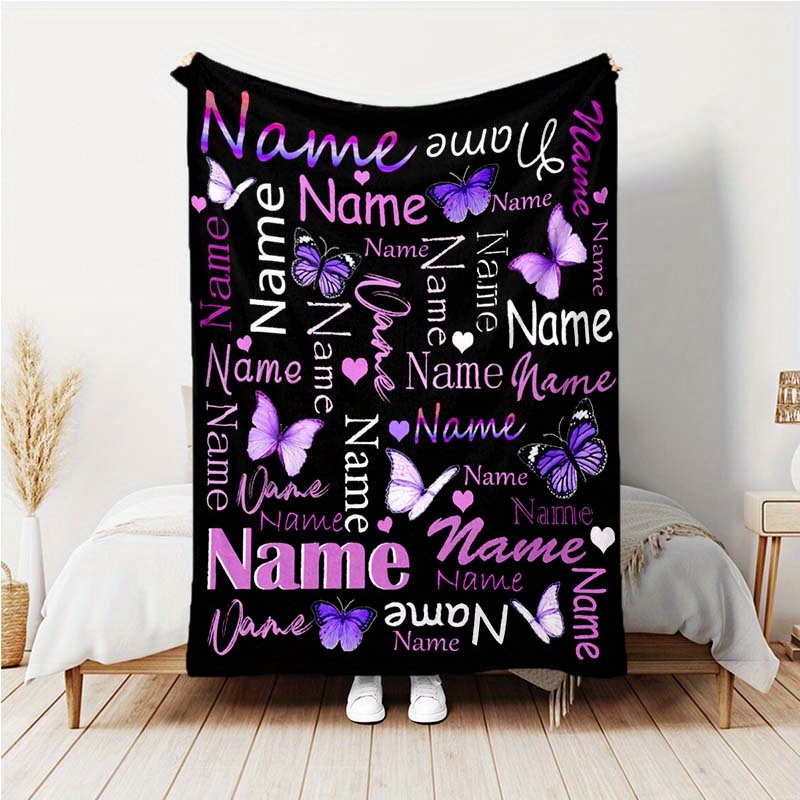 

Custom Name Printed 3d Personalized Blanket - Perfect For Bed, Sofa, Living Room, Office, Air Conditioner Room Decor, And Gifts