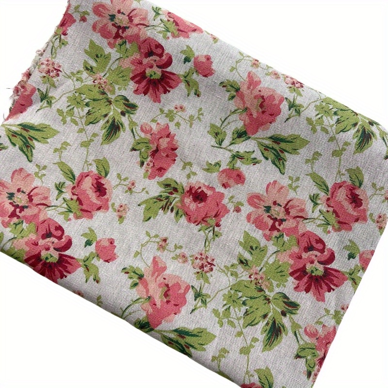 

Elegant Rose Pattern Linen Fabric - Ideal For Diy Sofa, Tablecloth, Curtain & Furniture Covers