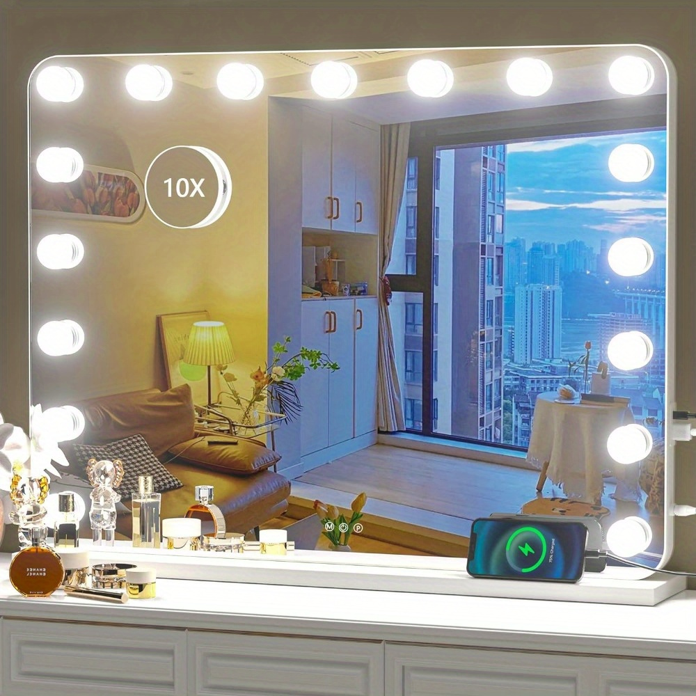 

1pc Vanity Mirror With Lights, Makeup Mirror With 17 Dimmable Bulbs, 3 Colors , , For Living Rooms, Bedrooms, Bathrooms, Barber Shops, Dressing Rooms