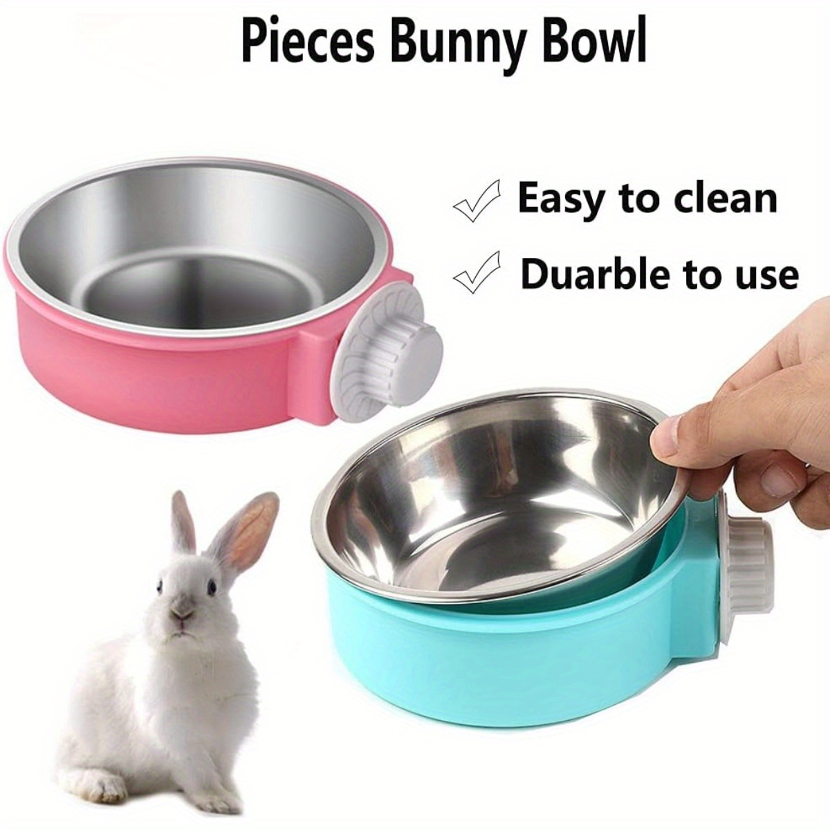 1pc stainless steel rabbit bowls hanging cage food water Temu
