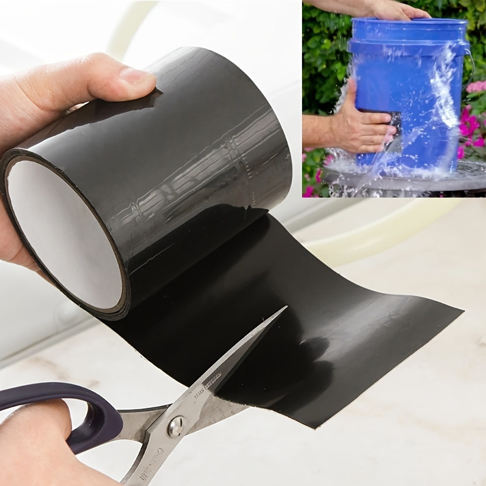 

Instant Leak Repair Tape - Super Strong, Waterproof Pvc, Self-adhesive & Insulating For Pipes, Hoses & Electrical Connections, Black, 1500mm X 50mm Waterproof Tape For Leaks