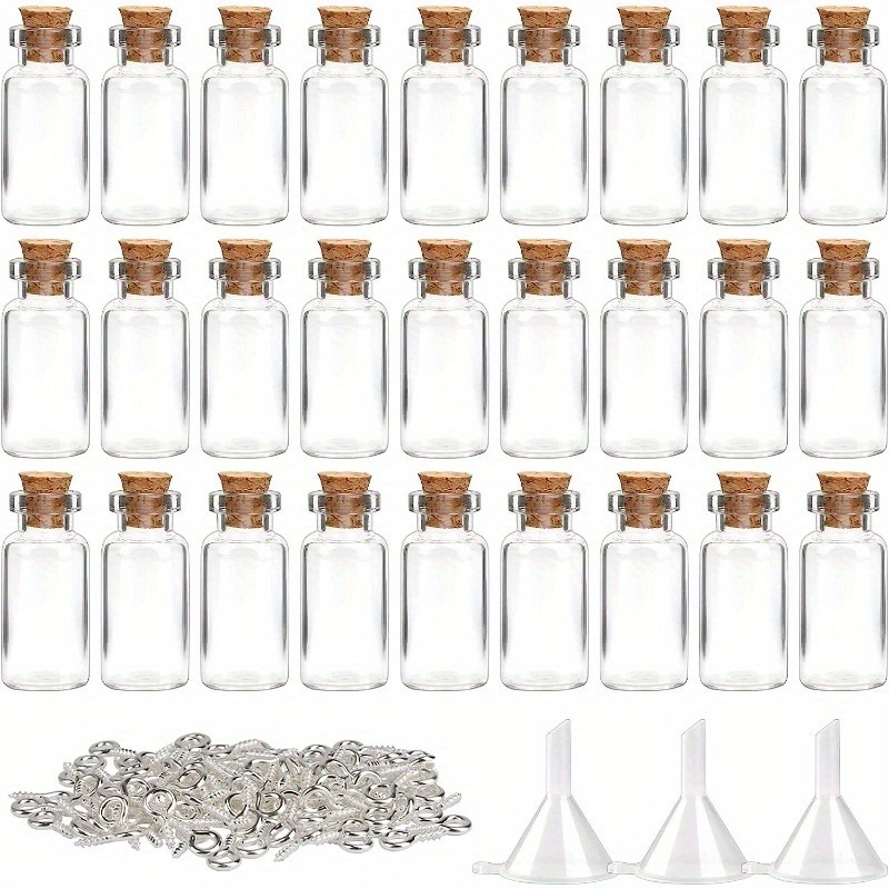 

60pcs 2ml Mini Glass Bottles, Spell Jars With Cork Stoppers, Small Vials With Eye Screws And Funnels For Art Crafts Wedding Party Favors