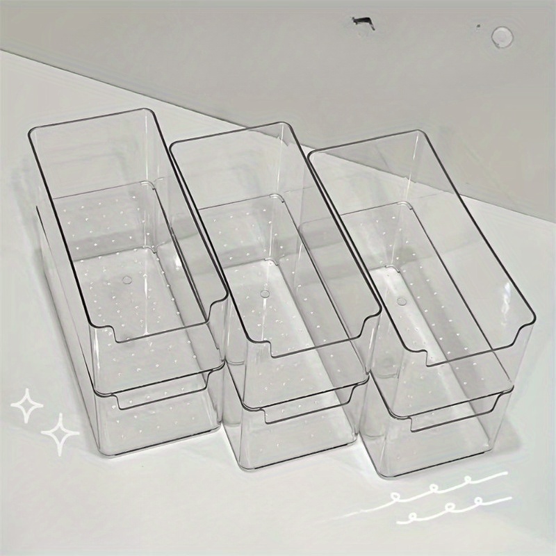 

3pcs Set Transparent Acrylic Storage Boxes, Portable Household Organizer, Small Desktop Plastic Bins, Multipurpose Container For Desk, Home, Office, Ideal For Cosmetics, Medicine, And Stationery