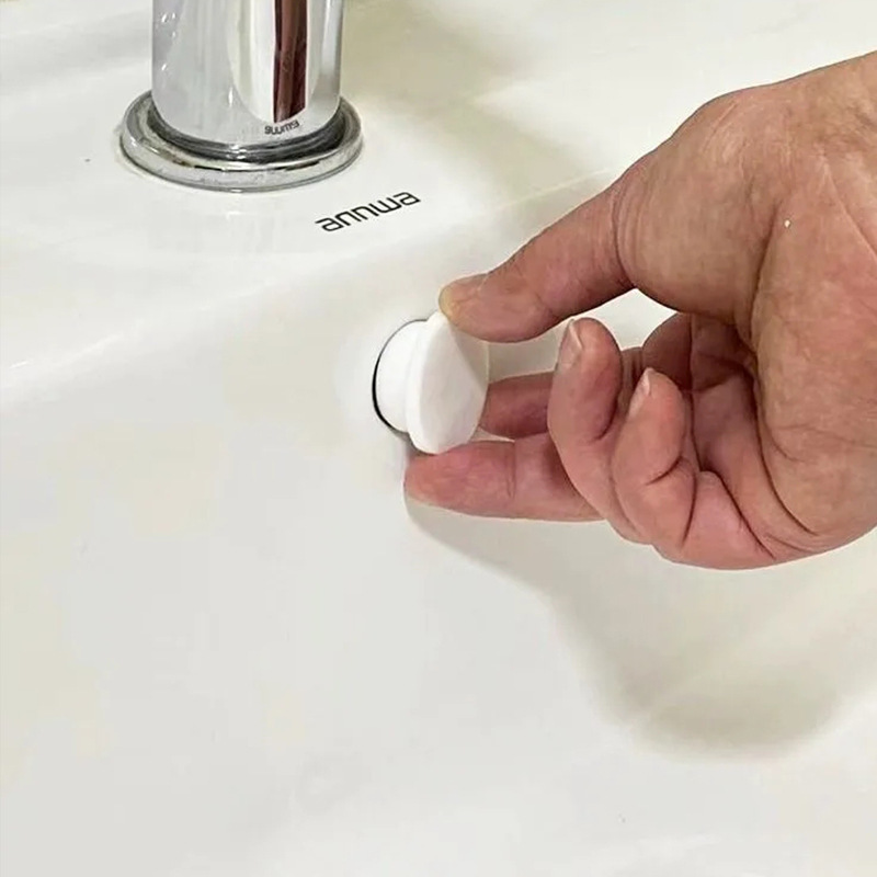 

Silicone Sink Stopper - Push-type, Overflow Prevention For Bathroom & Kitchen