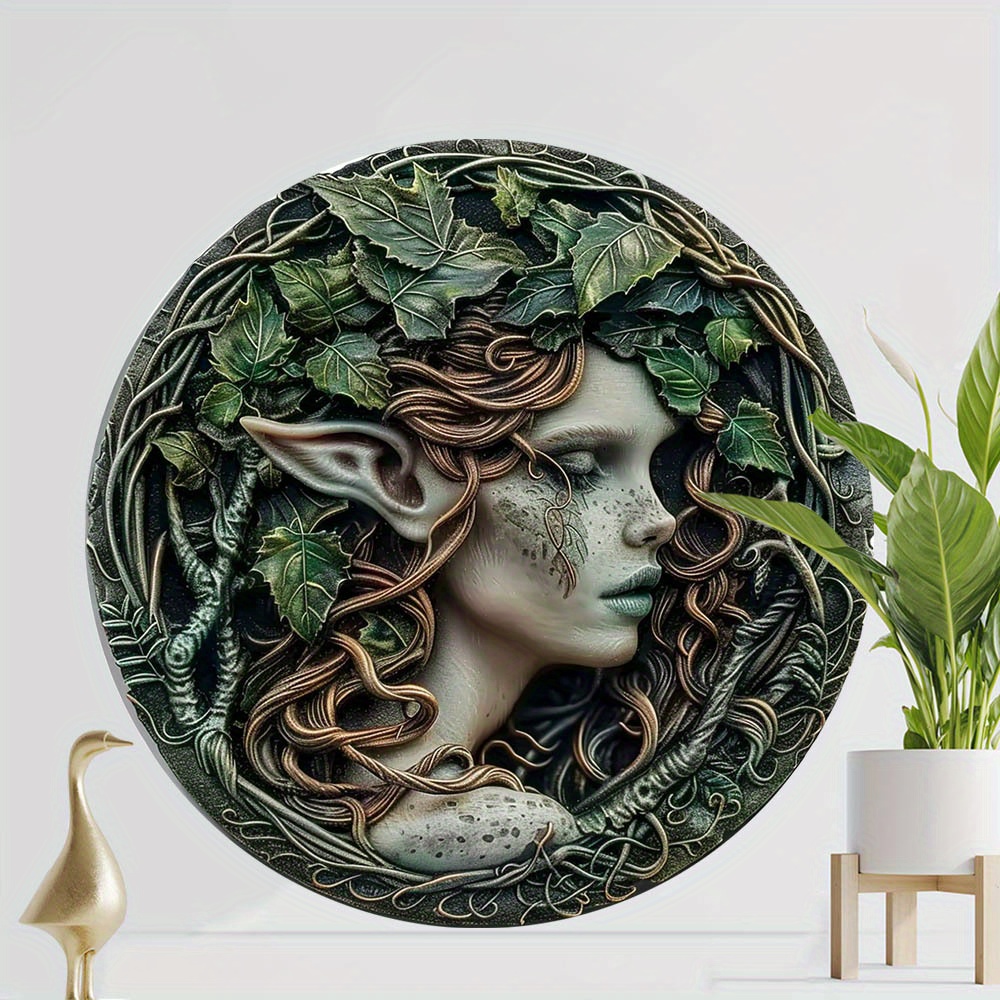 

Garden-themed Manufactured Wood Wall Art - Plant And Fairy Wreath Gothic Style Signboard - Electricity-free Hanging Decoration For Home, Door, Yard, Window, And Garden Festivities