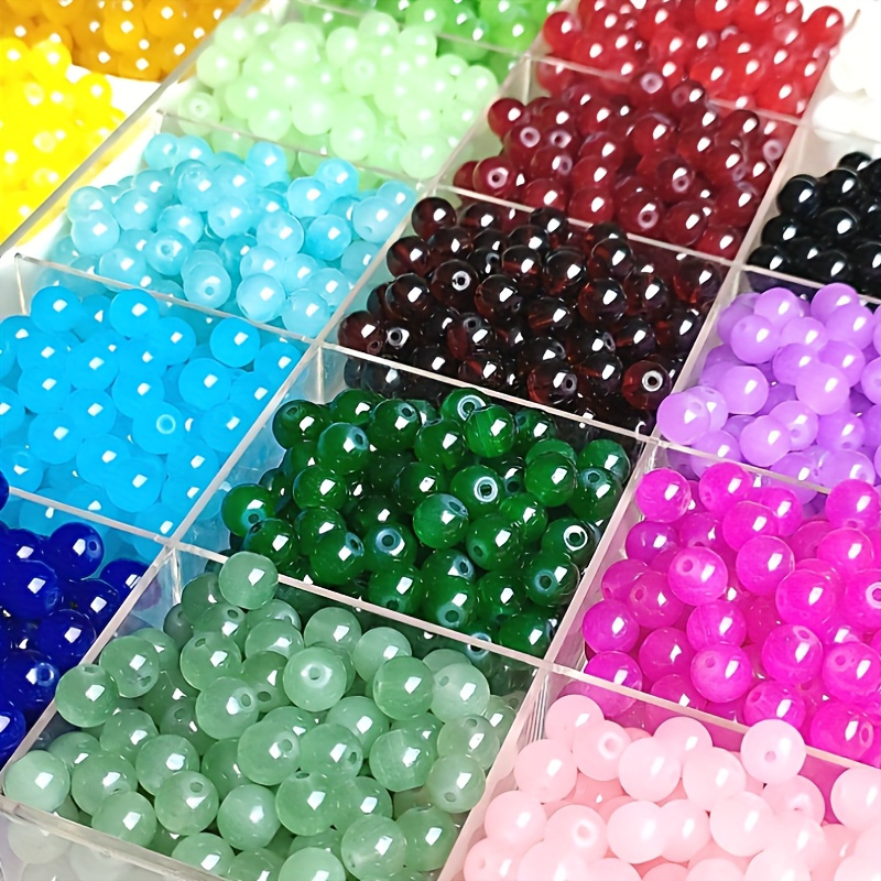 

100pcs Glass Beads Assortment - Transparent Round Solid Color Loose Beads For Diy Jewelry Making, Bracelet & Necklace Crafts