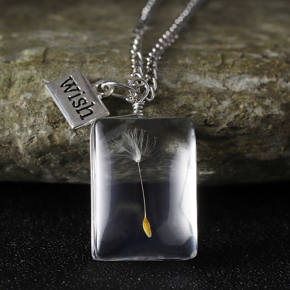 Women's Vintage Dandelion Wish Necklace — Terrarium Pendant