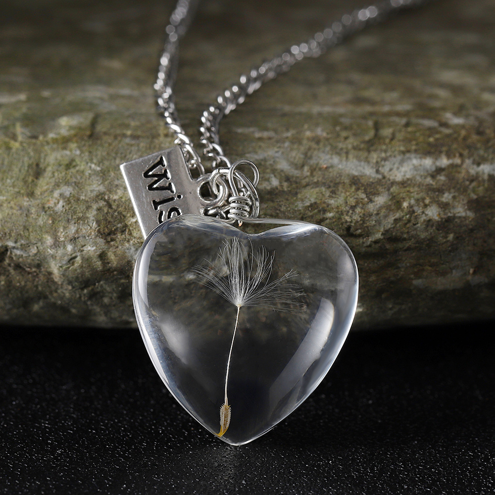Women's Vintage Dandelion Wish Necklace — Terrarium Pendant