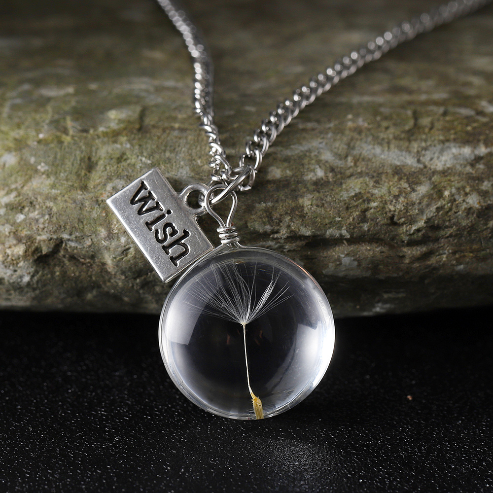 Women's Vintage Dandelion Wish Necklace — Terrarium Pendant