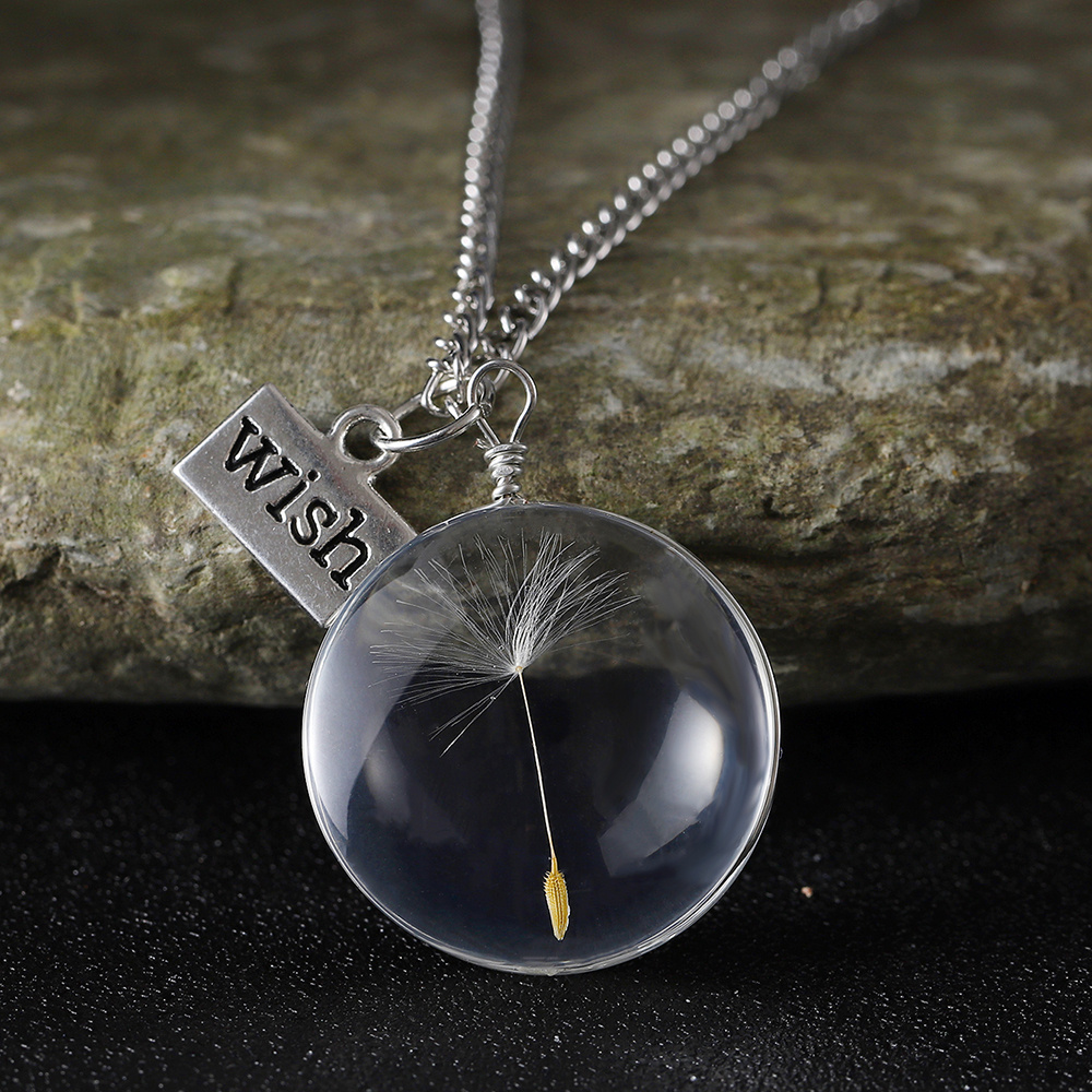 Women's Vintage Dandelion Wish Necklace — Terrarium Pendant