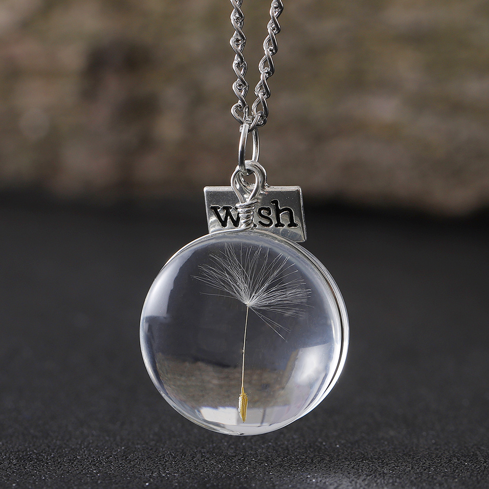 Women's Vintage Dandelion Wish Necklace — Terrarium Pendant