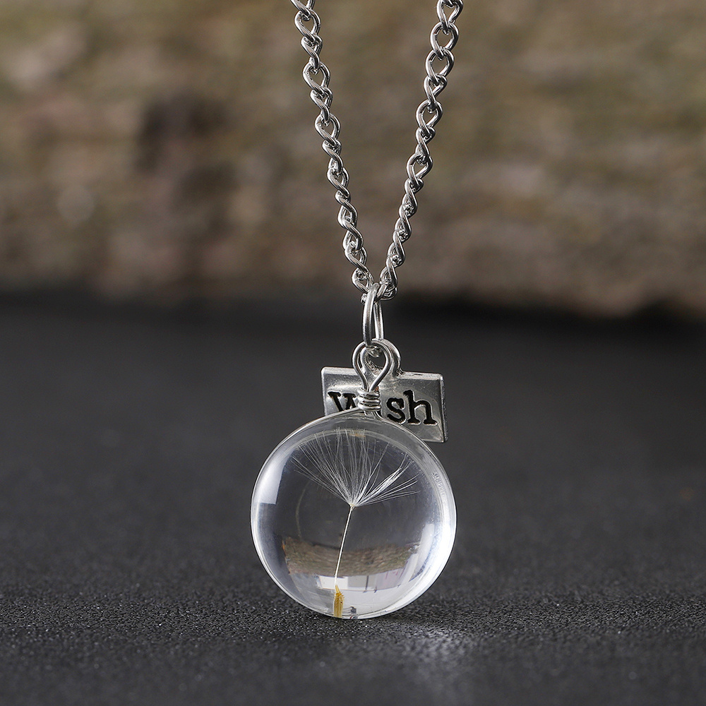 Women's Vintage Dandelion Wish Necklace — Terrarium Pendant
