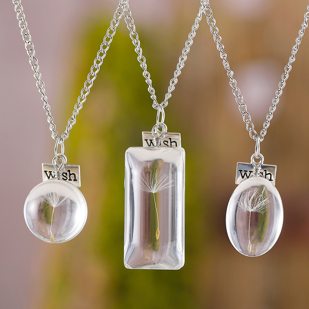 Women's Vintage Dandelion Wish Necklace — Terrarium Pendant