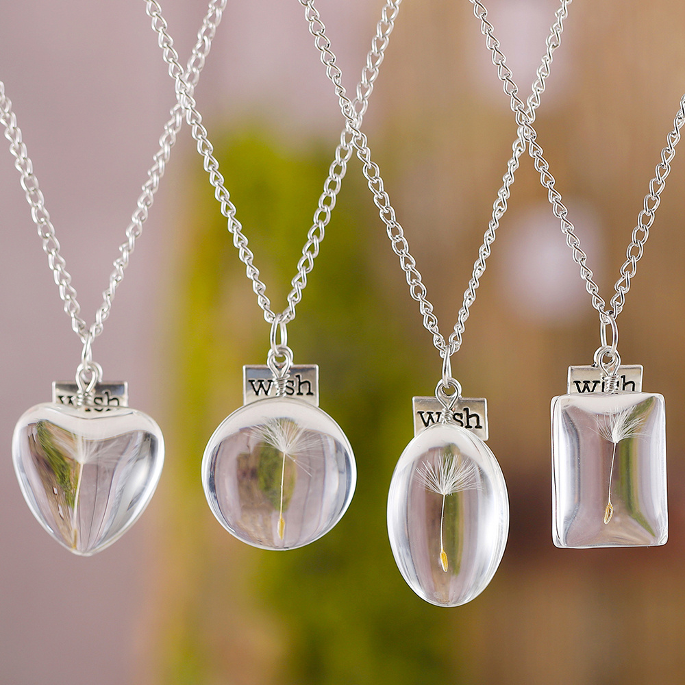 Women's Vintage Dandelion Wish Necklace — Terrarium Pendant