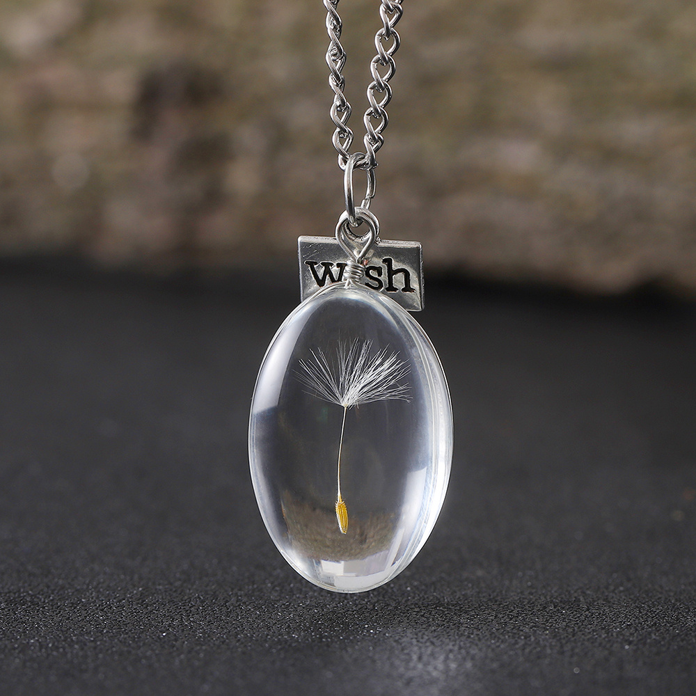 Women's Vintage Dandelion Wish Necklace — Terrarium Pendant