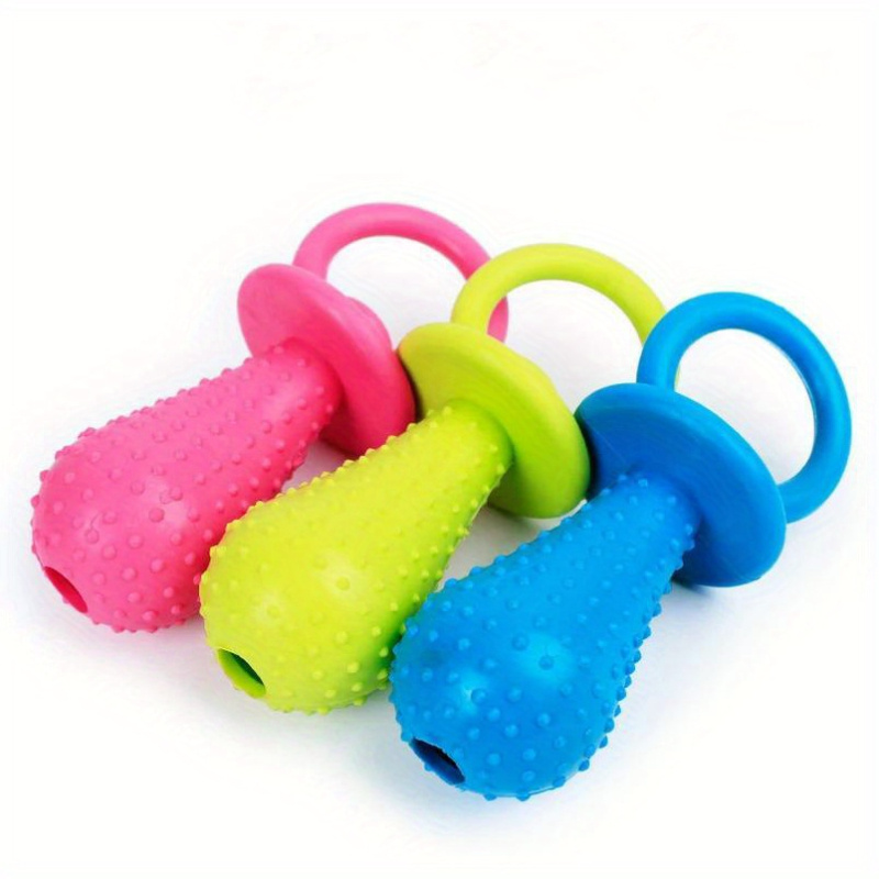 

Large Breed Dog Chew Toys - Durable Rubber Pacifier-shaped Teeth Cleaning Toy For Interactive Play And Dental Health