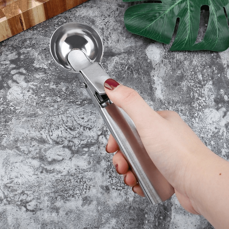 Heavy-Duty Stainless Steel Ice Cream Scoop with Trigger - Perfect for Sundaes & Gelatos, Dishwasher Safe, Comfort Grip
