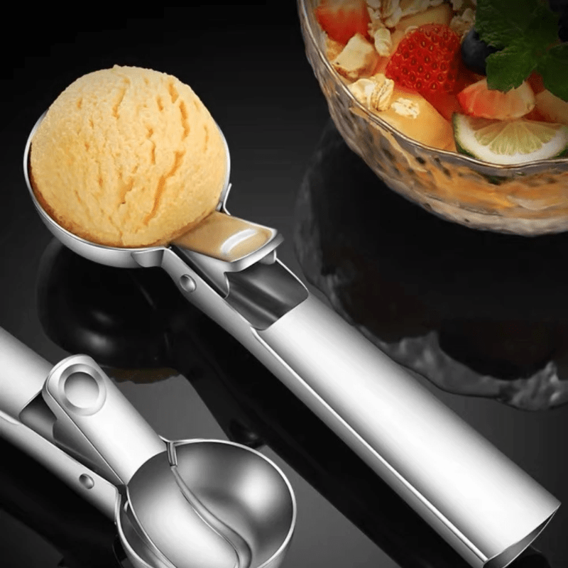 Heavy-Duty Stainless Steel Ice Cream Scoop with Trigger - Perfect for Sundaes & Gelatos, Dishwasher Safe, Comfort Grip