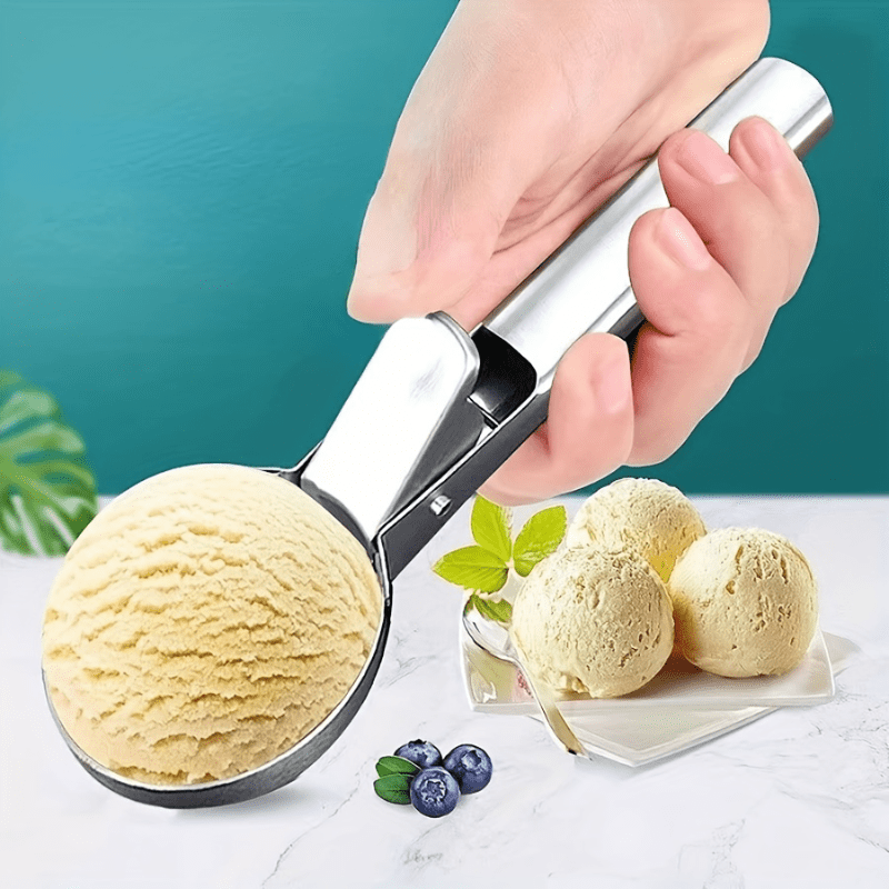 Heavy-Duty Stainless Steel Ice Cream Scoop with Trigger - Perfect for Sundaes & Gelatos, Dishwasher Safe, Comfort Grip