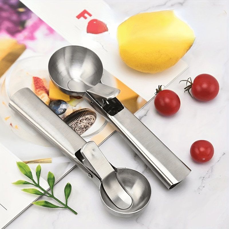 Heavy-Duty Stainless Steel Ice Cream Scoop with Trigger - Perfect for Sundaes & Gelatos, Dishwasher Safe, Comfort Grip