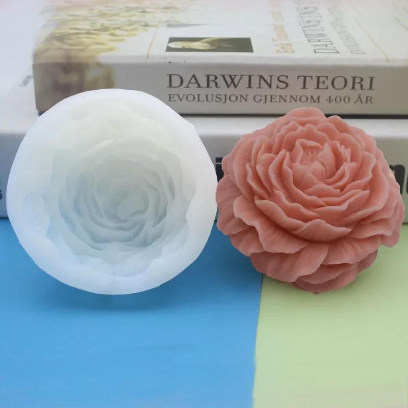 

Large Peony Flower Silicone Mold For Diy Candles, Soaps, And Resin Crafts - 3d Rose Design Baking Tool For Home Decor & Gifts