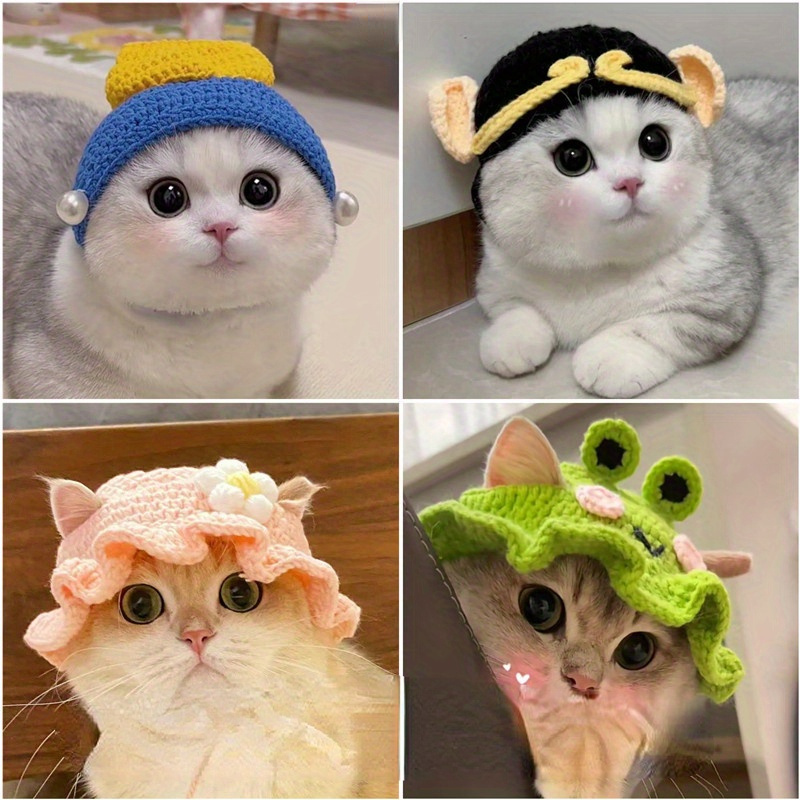 

Cute Cartoon Pet Hat For Cats & Dogs - Soft Knit, Easy Wash, Sizes 5-13 Lbs