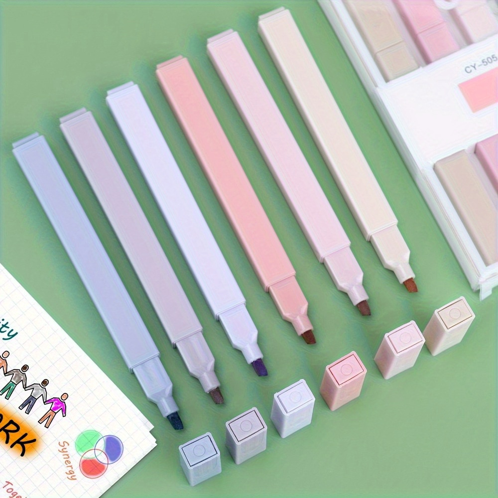 

12-piece Morandi Pastel Highlighters - Soft Tip, Eye-safe Fluorescent Markers For Students And Professionals