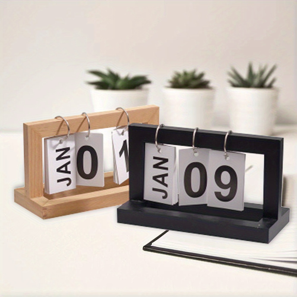 

Minimalist Nordic Wooden Flip Calendar - Sleek Desk Accessory For Home & Office