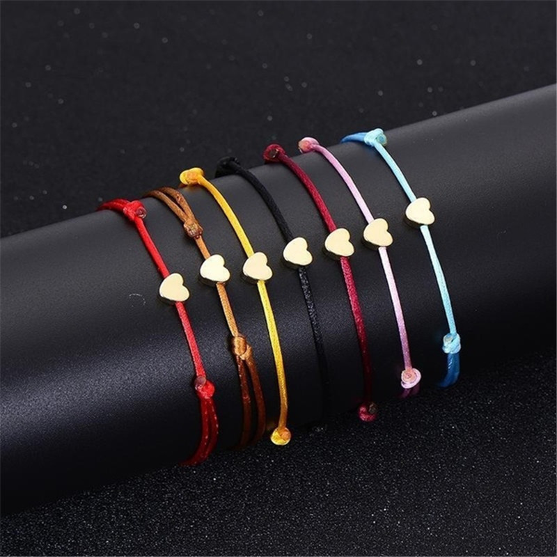 

Ensemble de Bracelets Colorés à Perles en de Cœur pour Femmes - Style Élégant et Simple avec Cordon Multicolore, pour Tenue Décontractée